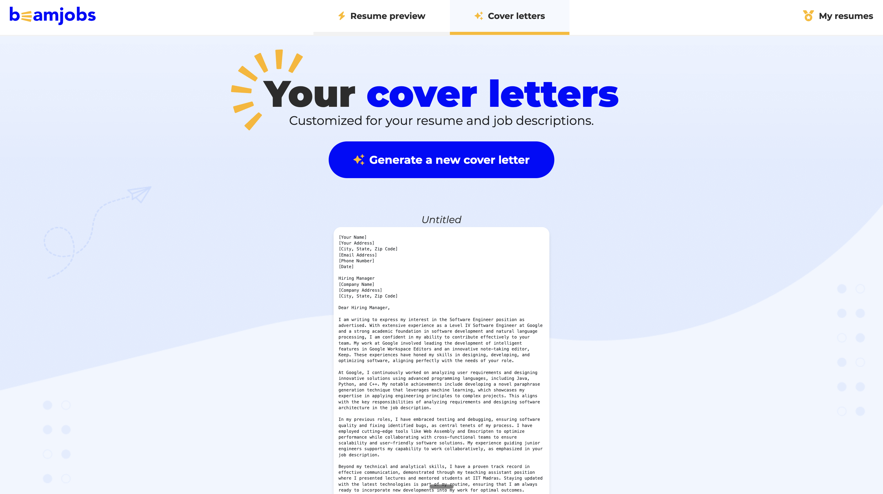 Step 1: Resume Selection